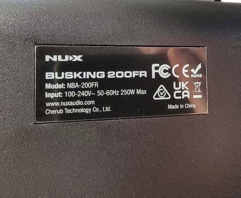NUX Busking 200FR portable PA speaker — carry handle and controls