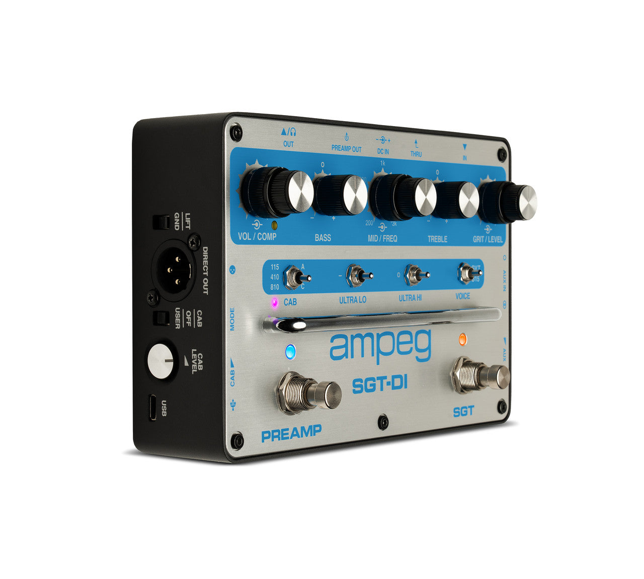 New Ampeg SGT-DI Bass Preamp and DI Guitar Pedal Blue Line Anniversary Edition