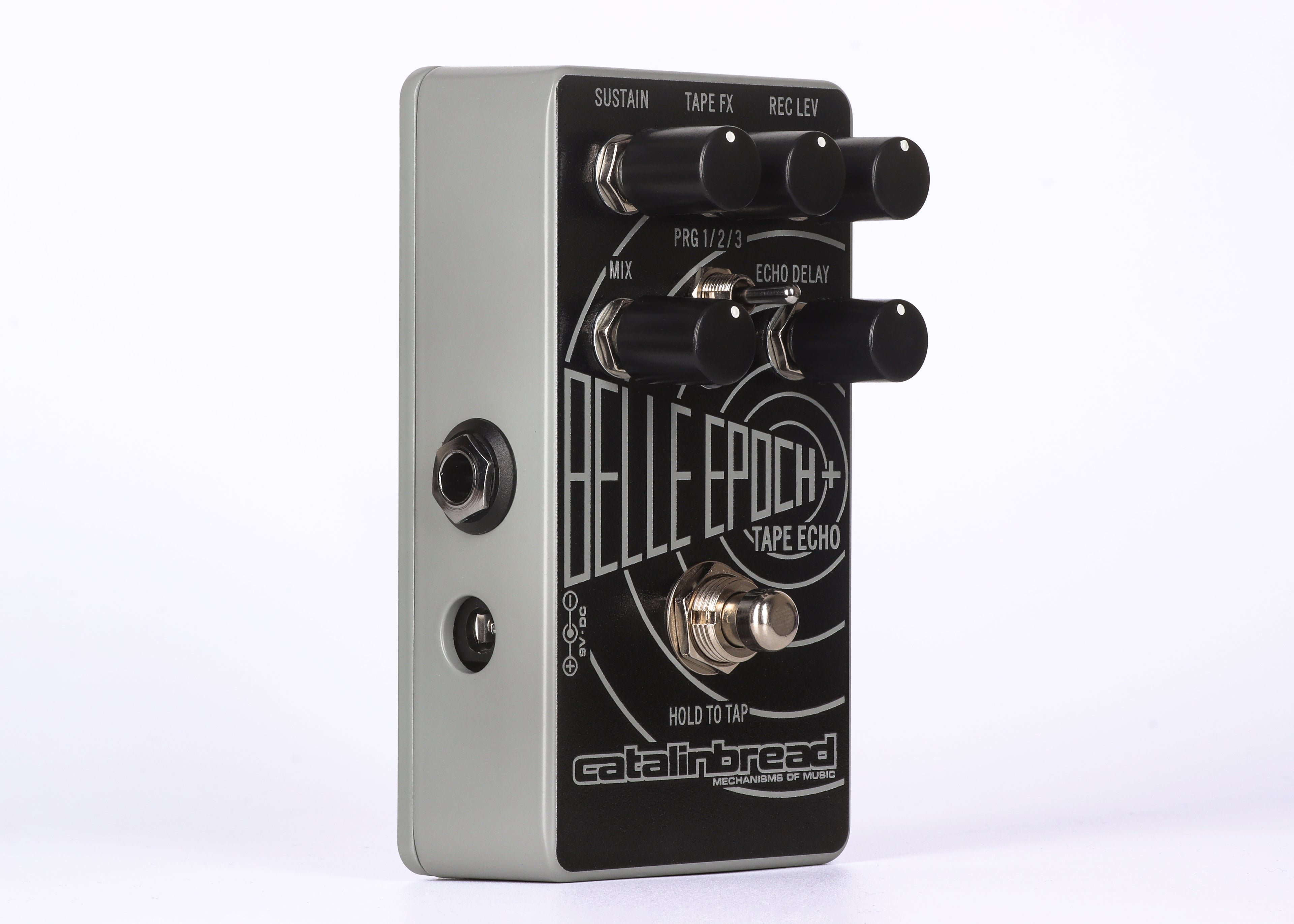 Catalinbread Belle Epoch+ tape echo delay pedal — side view input jack