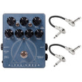 Darkglass Alpha Omega bass preamp/overdrive pedal — blue enclosure with two black patch cables