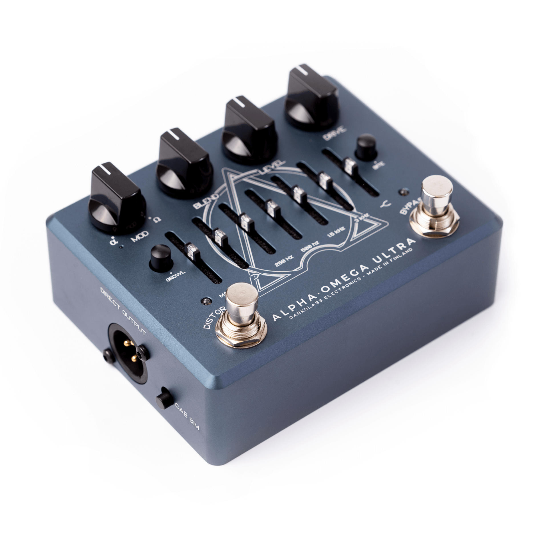 New Darkglass Alpha Omega Ultra V2 bass preamp pedal, angle view
