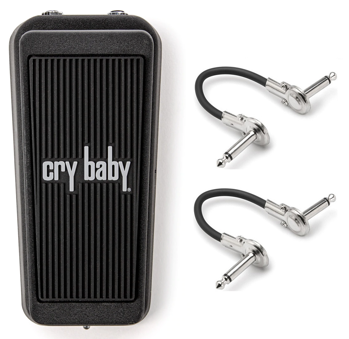 Dunlop CBJ95 Cry Baby Junior Wah Pedal — black enclosure with two patch cables included