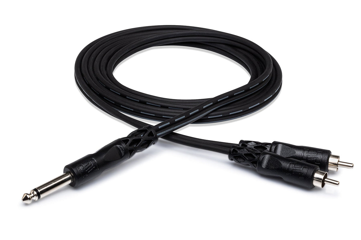 Hosa CYR-101 Y Cable, 1/4 inch TS to Dual RCA (1 m)