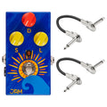 JAM Pedals Chill Tremolo pedal - blue enclosure with sun art, shown with two patch cables