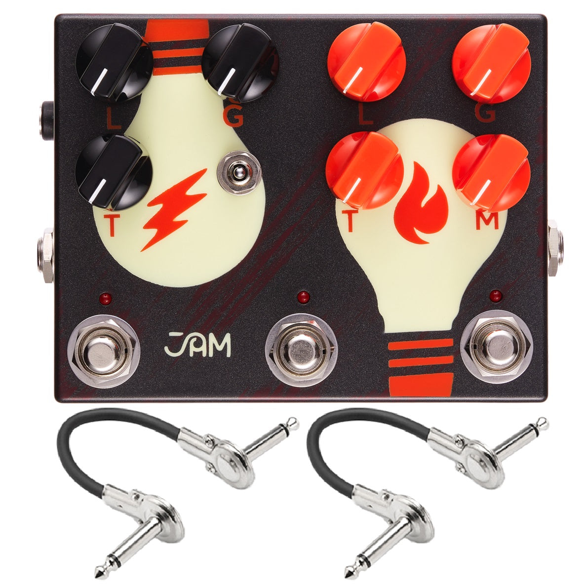 JAM Pedals Double Dreamer dual overdrive pedal in black with two included Hosa patch cables
