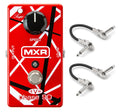 MXR EVH90 Phase 90 phaser pedal with two Hosa patch cables — Frankenstein stripe graphics front view