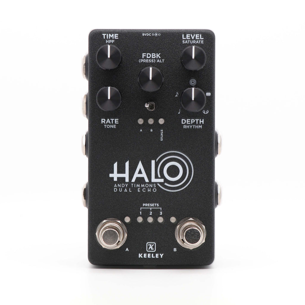 Keeley HALO Andy Timmons dual echo delay pedal - front control panel