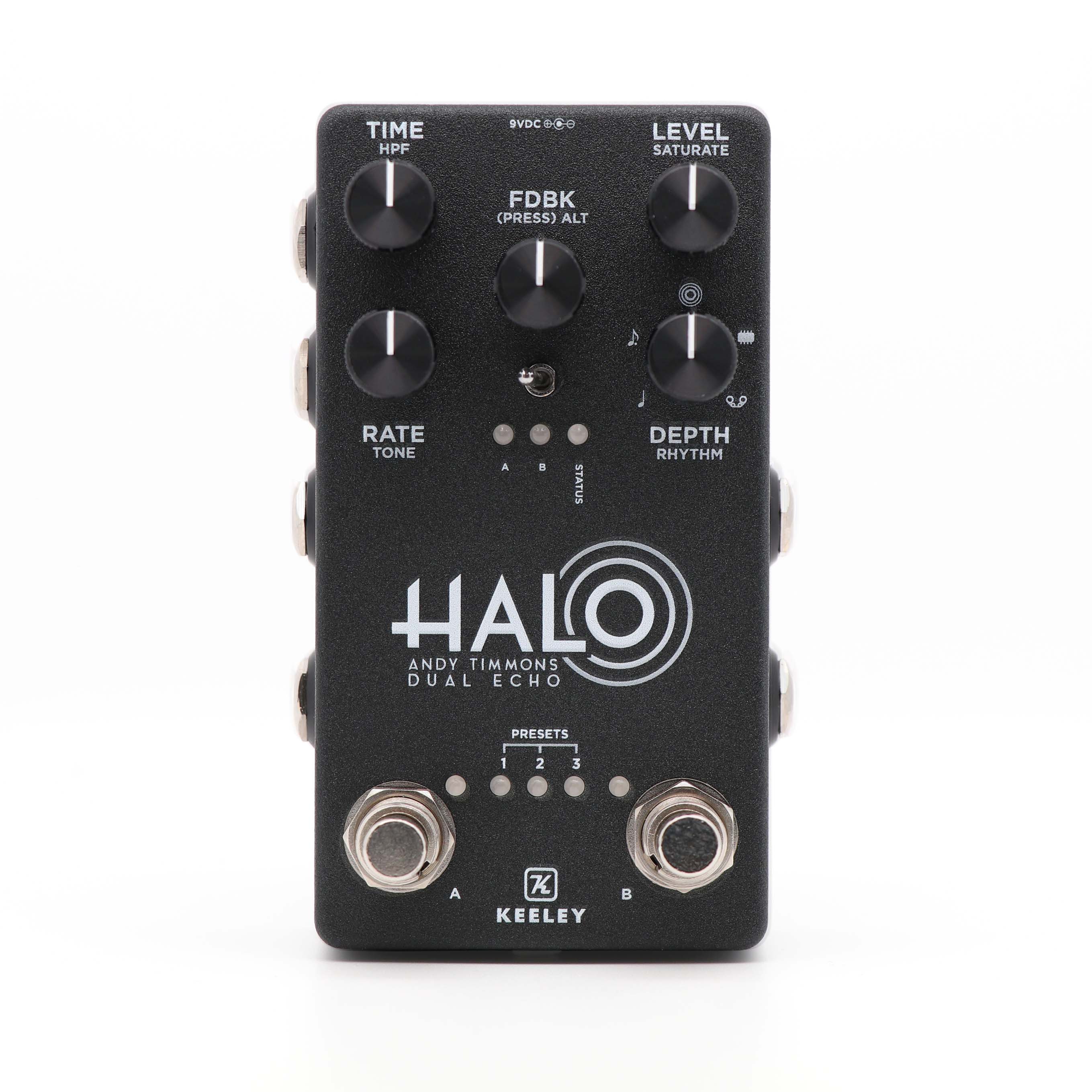Keeley HALO Andy Timmons dual echo delay pedal - front control panel