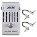 MXR M109S Six Band Graphic EQ pedal — silver enclosure with sliders, shown with included patch cables
