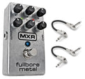 MXR M116 FullBore Metal distortion pedal — silver enclosure with two black patch cables