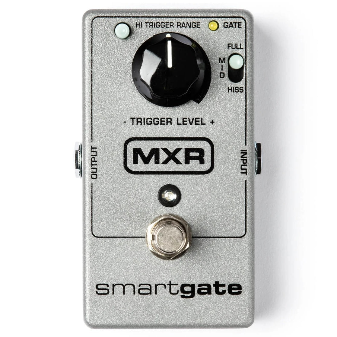 MXR M135 Smart Gate pedal front showing Trigger Level knob and Hiss/Mid/Full switch