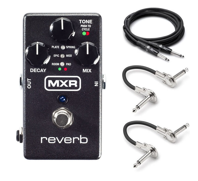 MXR M300 Reverb pedal in black with included power supply and cables