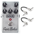 MXR M75 Super Badass Distortion pedal with two Hosa patch cables, silver and black