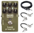 MXR M81 Bass Preamp pedal, green, bundled with Hosa patch and guitar cables