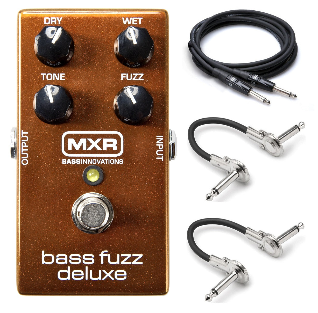 MXR M84 Bass Fuzz Deluxe pedal - copper enclosure with bundled patch and guitar cables
