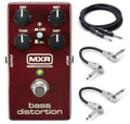 MXR M85 Bass Distortion pedal — dark red housing with included guitar and patch cables