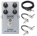 MXR M89 Bass Overdrive pedal - silver enclosure with bundled patch and guitar cables