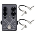 Darkglass Microtubes X bass distortion pedal — front panel with included patch cables