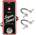 Xotic SSB Super Sweet Booster pedal — red and black mini pedal with Hosa patch cables