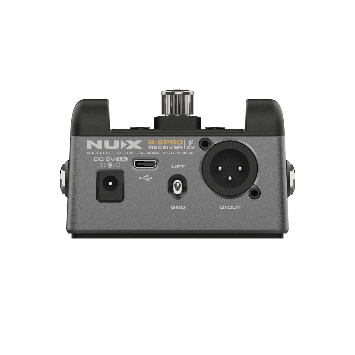 NUX B-6 PRO wireless mic system — instrument clamp detail