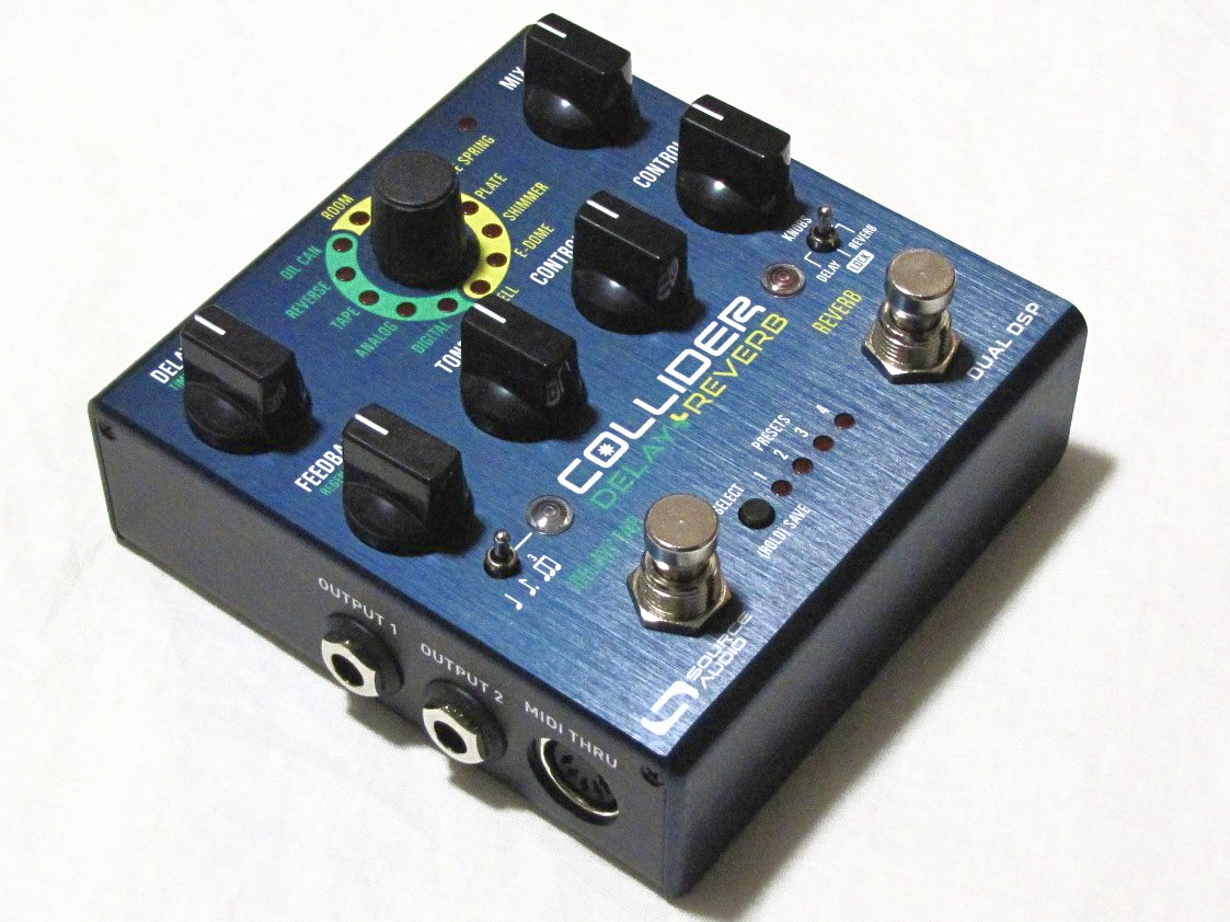 Source Audio Collider delay reverb pedal — rear MIDI ports