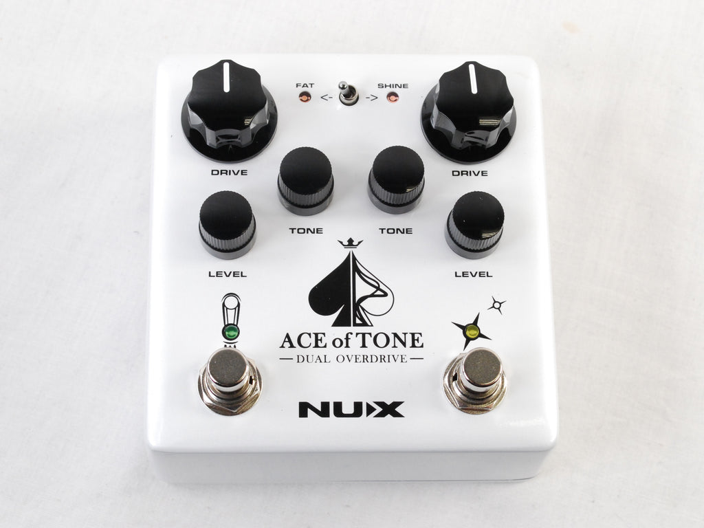 Used NUX NDO-5 Ace of Tone dual overdrive pedal — white enclosure top view