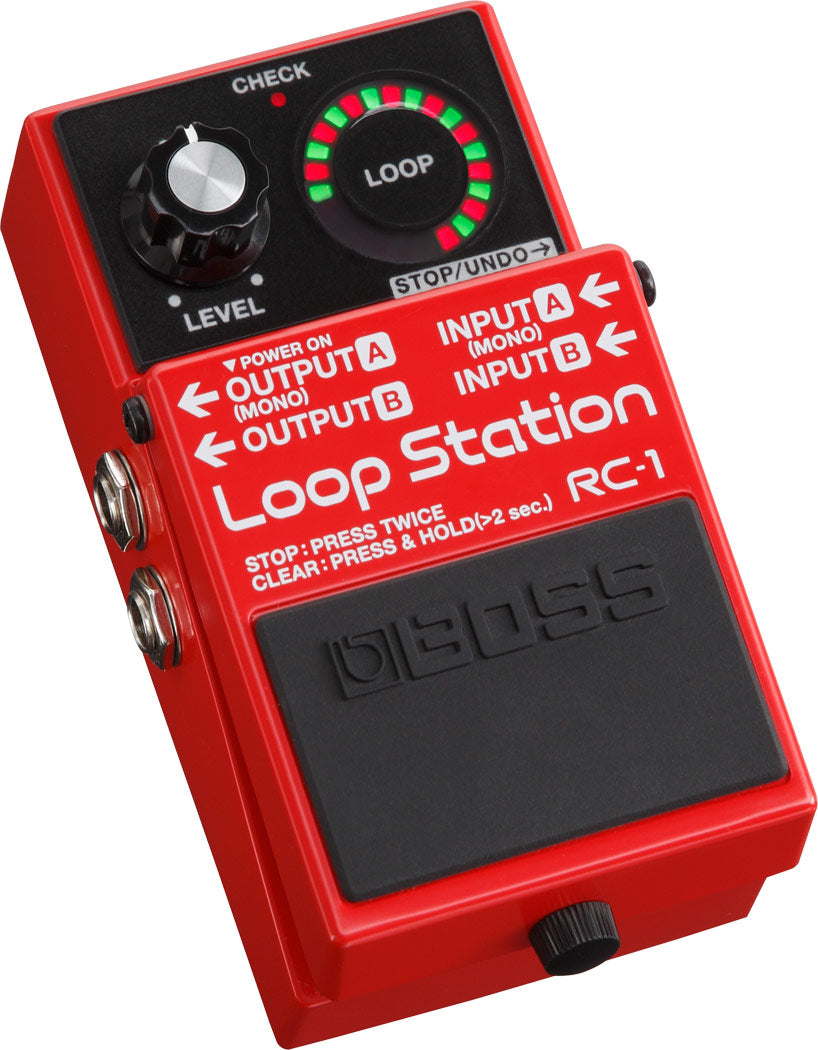 Boss RC-1 Loop Station guitar pedal — rear and footswitch detail