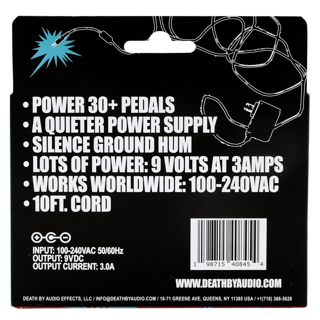 Death By Audio Raw Power 9V DC pedal power supply — detail view