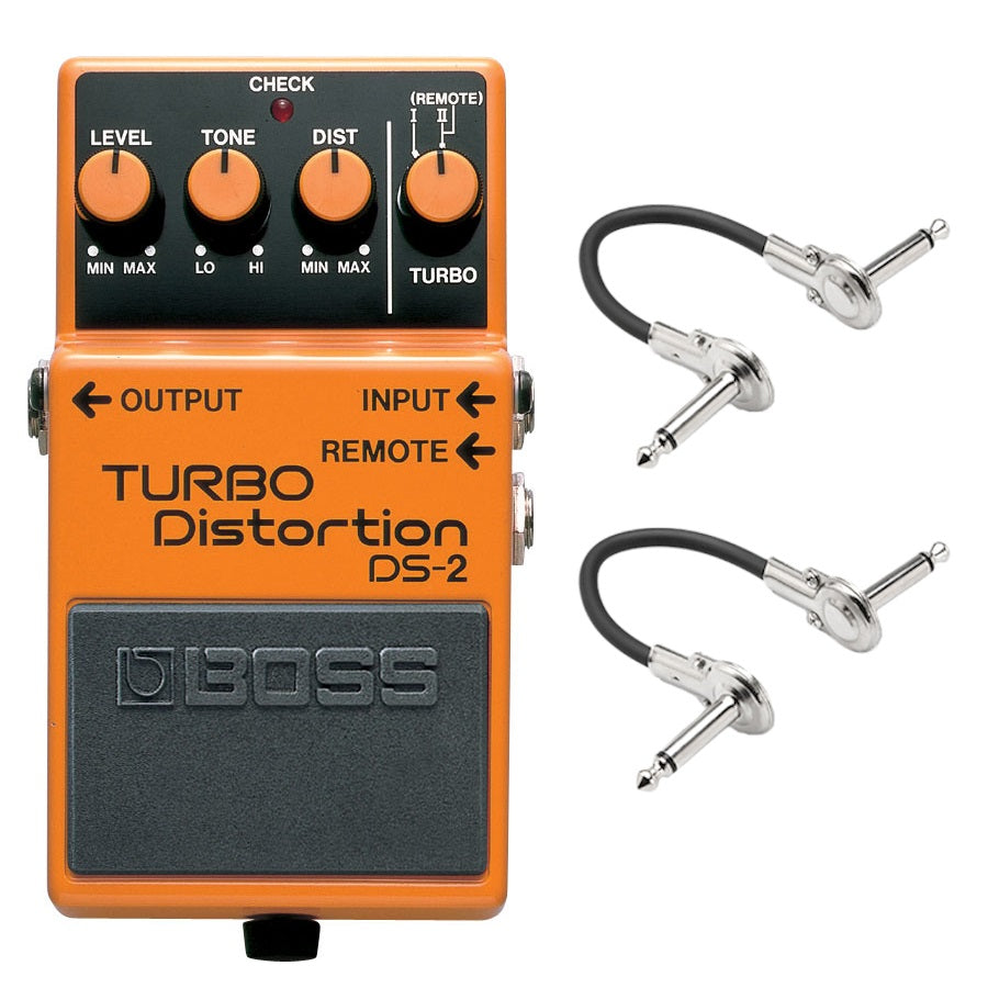 Boss DS-2 Turbo Distortion pedal with two included patch cables
