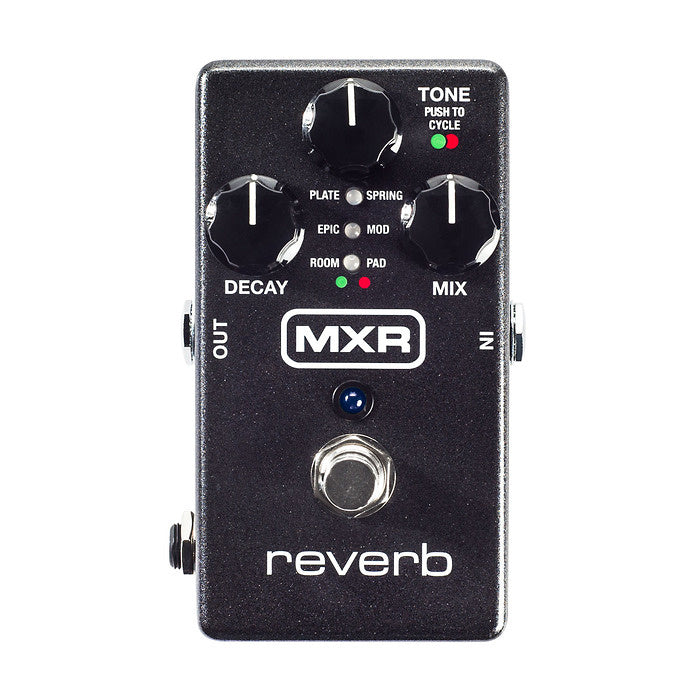 MXR M300 Reverb pedal — angled view of knobs and footswitch
