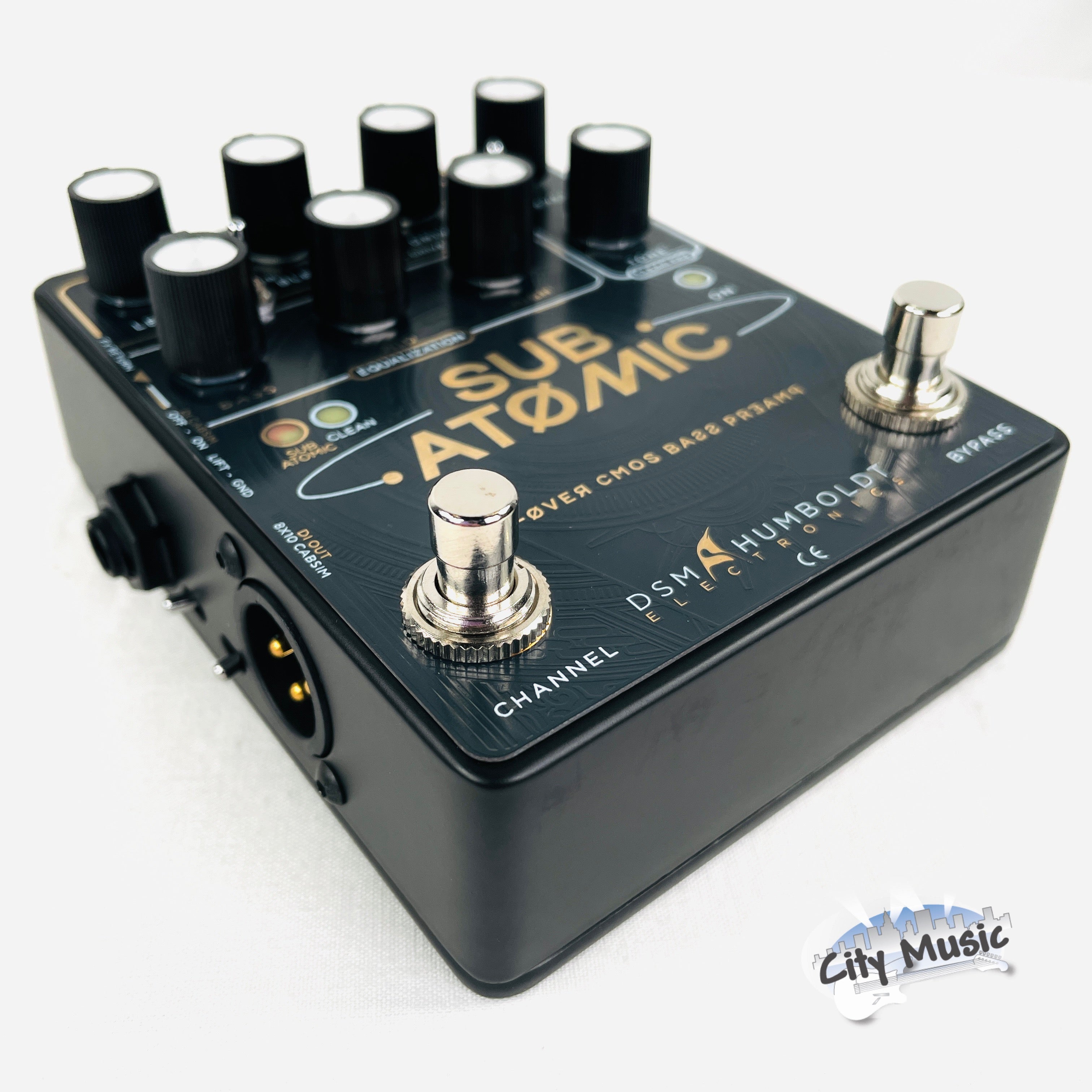 DSM & Humboldt Sub Atomic bass preamp pedal — side jacks view