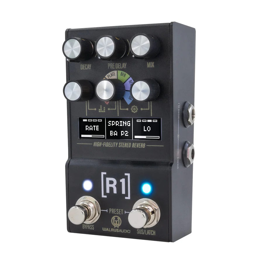 Walrus Audio MAKO MKII R1 reverb pedal — control knobs closeup