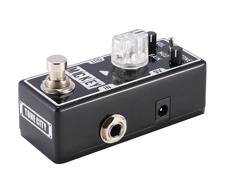 Tone City Mickey distortion pedal — side input output jacks