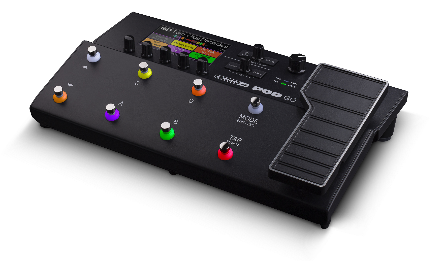 Line 6 POD Go multi-effects processor - front panel close-up of color LCD