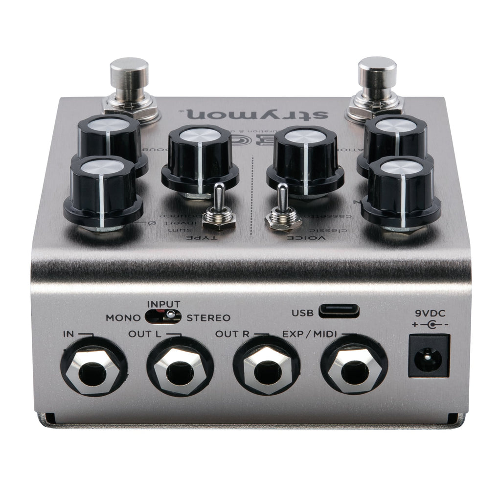 Strymon Deco V2 tape saturation pedal — rear panel jacks and switches