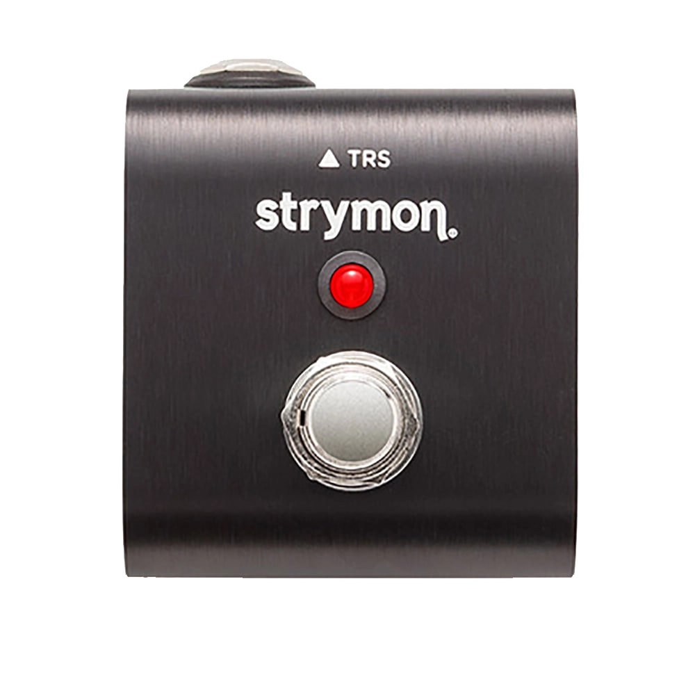 Strymon MiniSwitch footswitch pedal — top view, black chassis with TRS jack