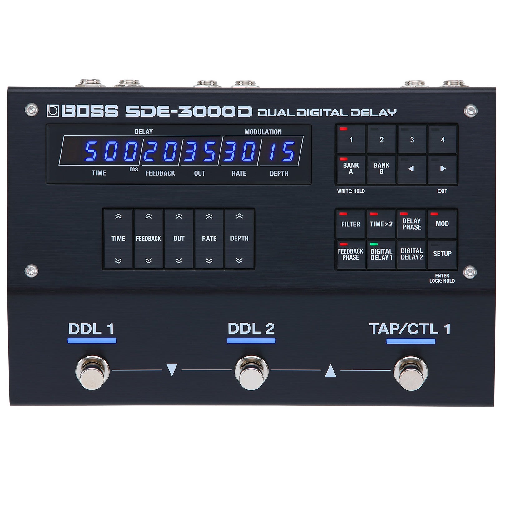 Boss SDE-3000D digital delay pedal — rear panel connections