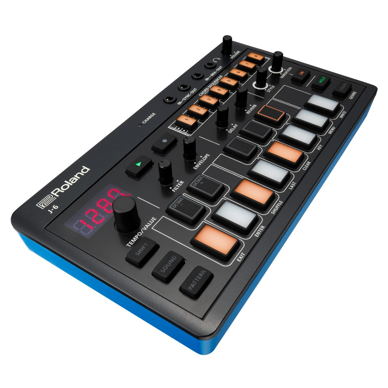 Roland Aira Compact J-6 chord synthesizer side I/O connectors