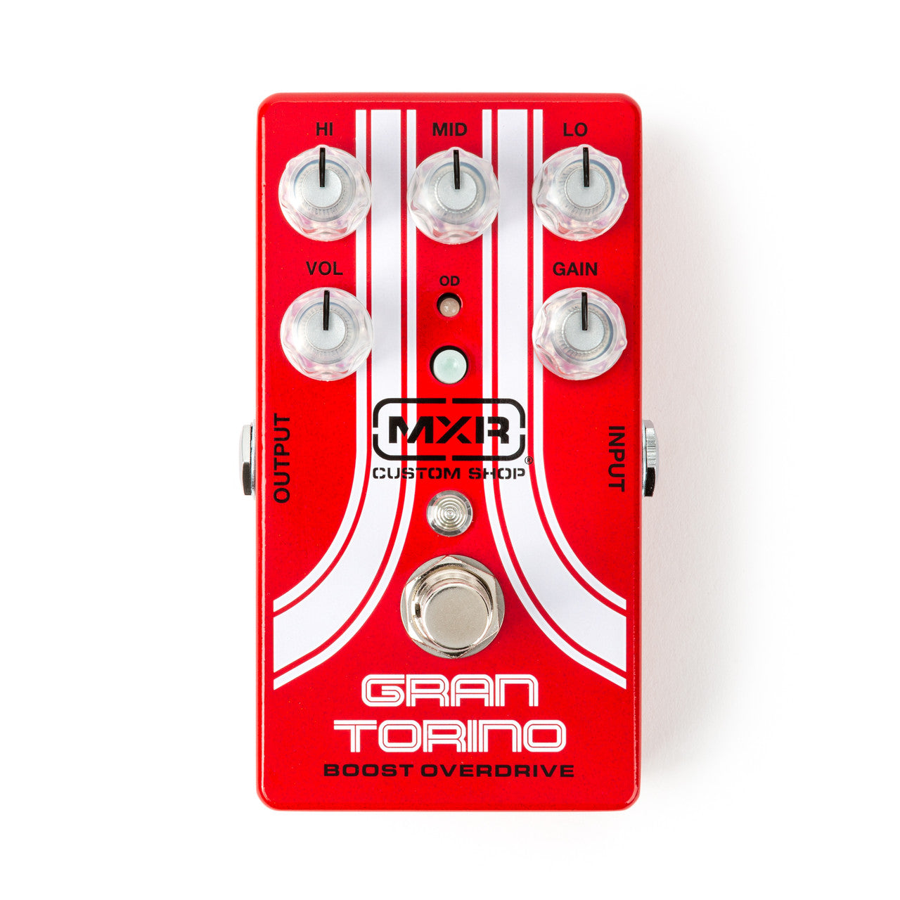 MXR CSP033G Gran Torino Boost Overdrive pedal - top control knobs and EQ detail
