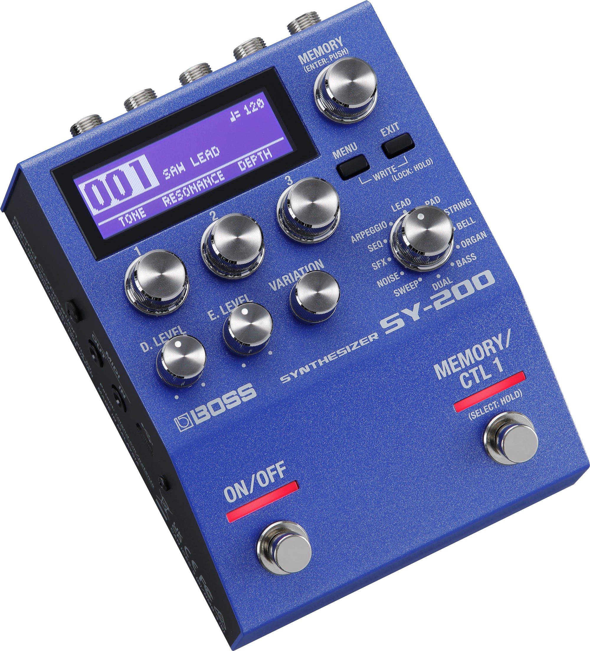 Boss SY-200 synthesizer pedal side jacks