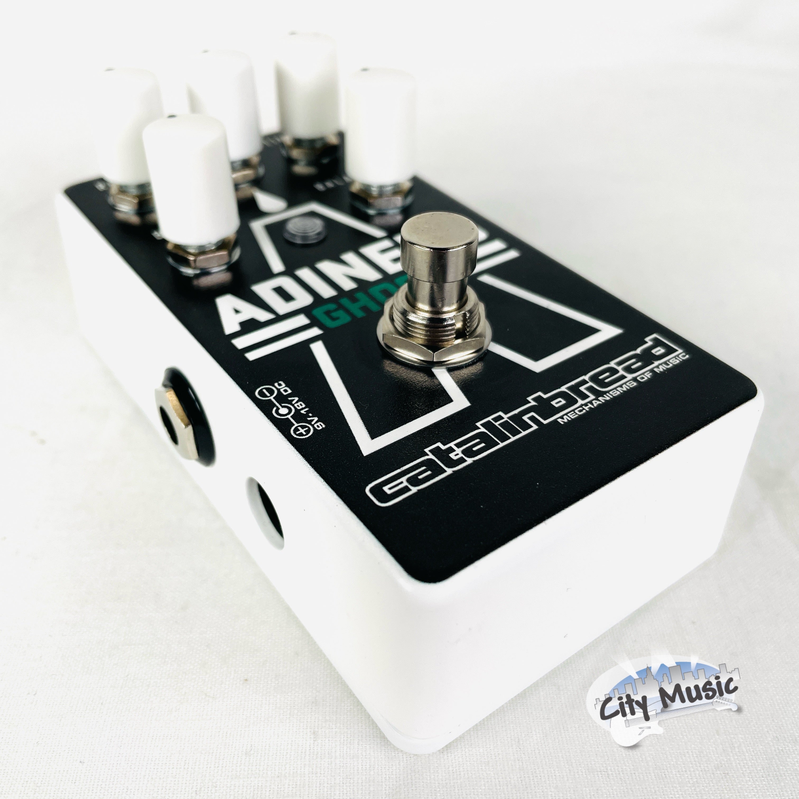 Used Catalinbread Adineko Ghost oil can delay pedal — angled black pedal view