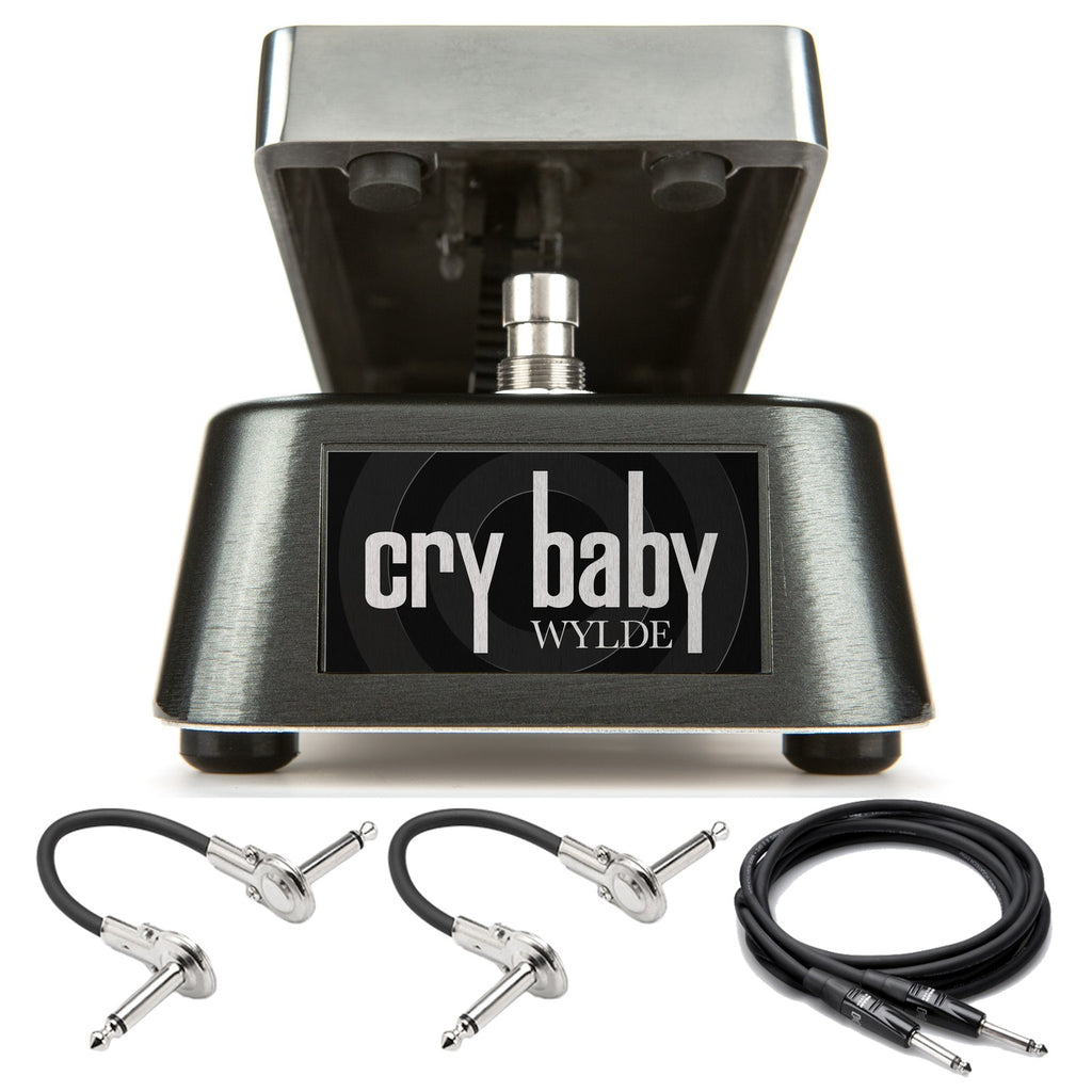 Dunlop WA45 Wylde Audio Cry Baby Wah pedal - silver, front with cables