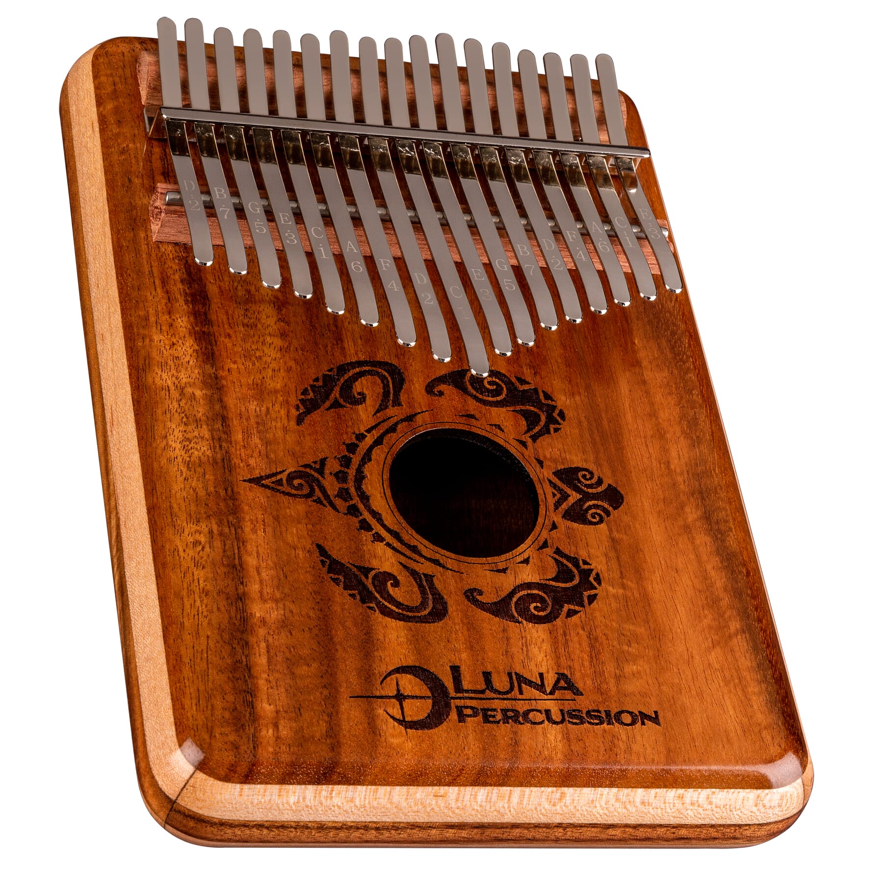 Luna Honu Koa 17-key kalimba thumb piano — product listing image