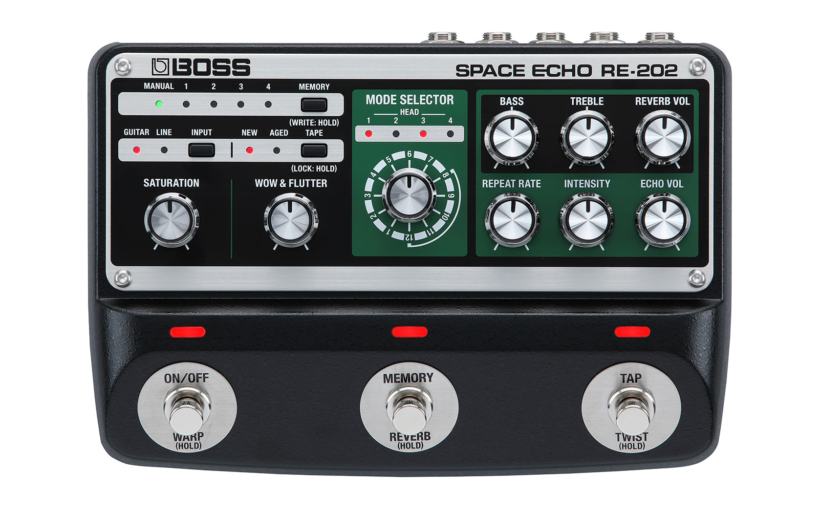 Boss RE-202 Space Echo delay pedal — angled view