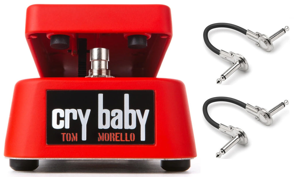 Dunlop TBM95 Tom Morello Cry Baby wah pedal in red with two patch cables