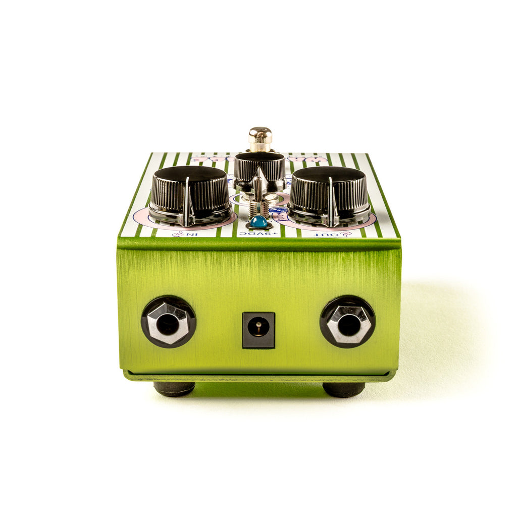Way Huge WHE407 Swollen Pickle XXX fuzz pedal angled view