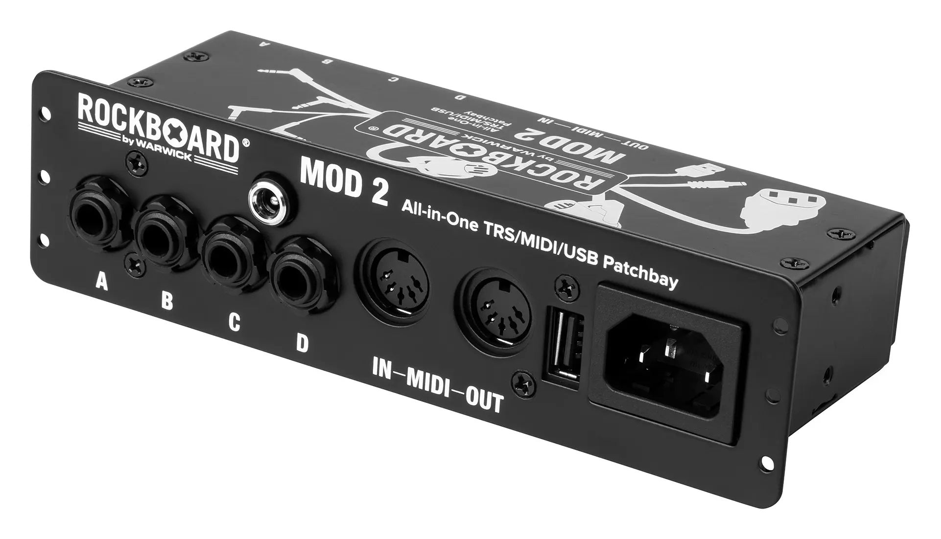 New RockBoard MOD 2 V2 All-in-One TRS, MIDI, IEC, DC & USB Patchbay for Pedal Boards