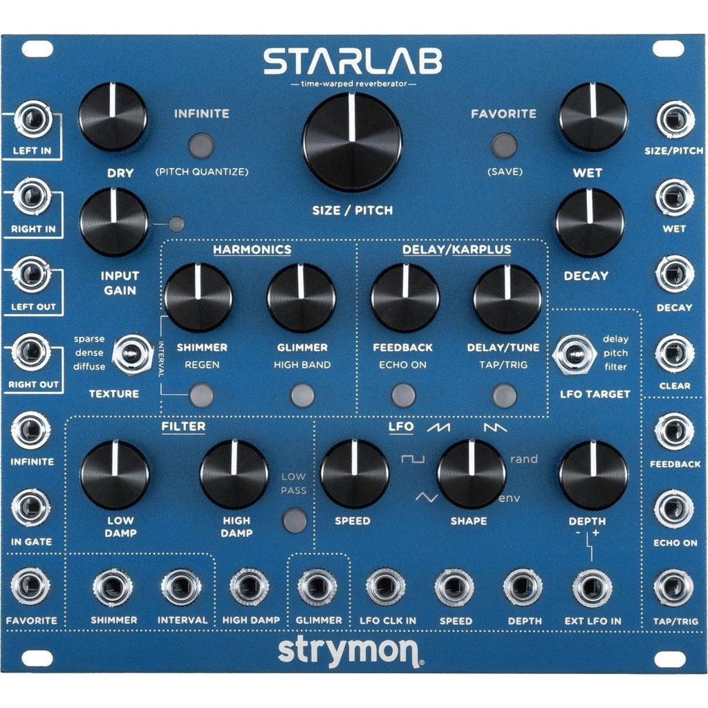 Strymon StarLab Eurorack reverberator module — blue front panel