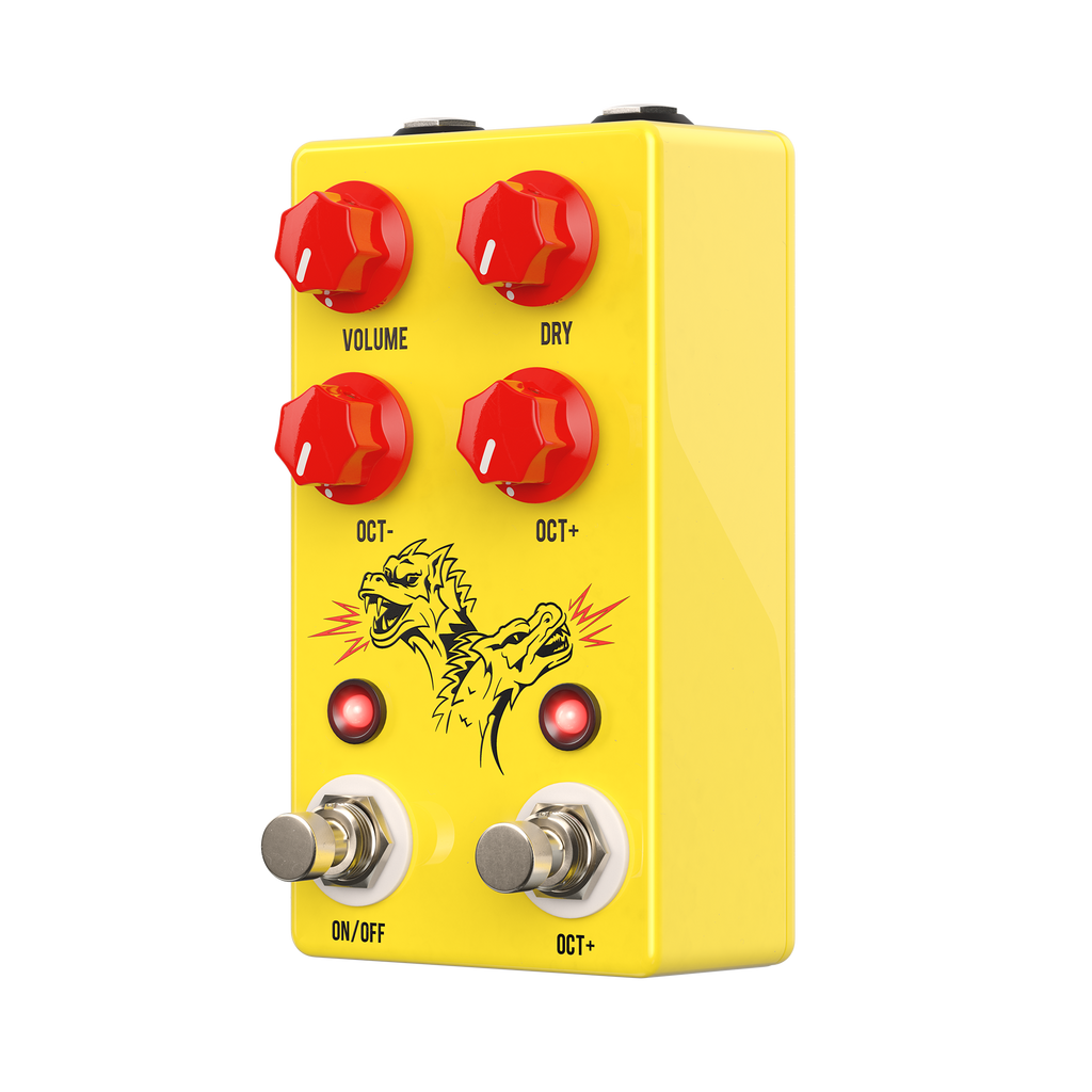 JHS Double Dragon octave pedal — angled view of dual footswitches