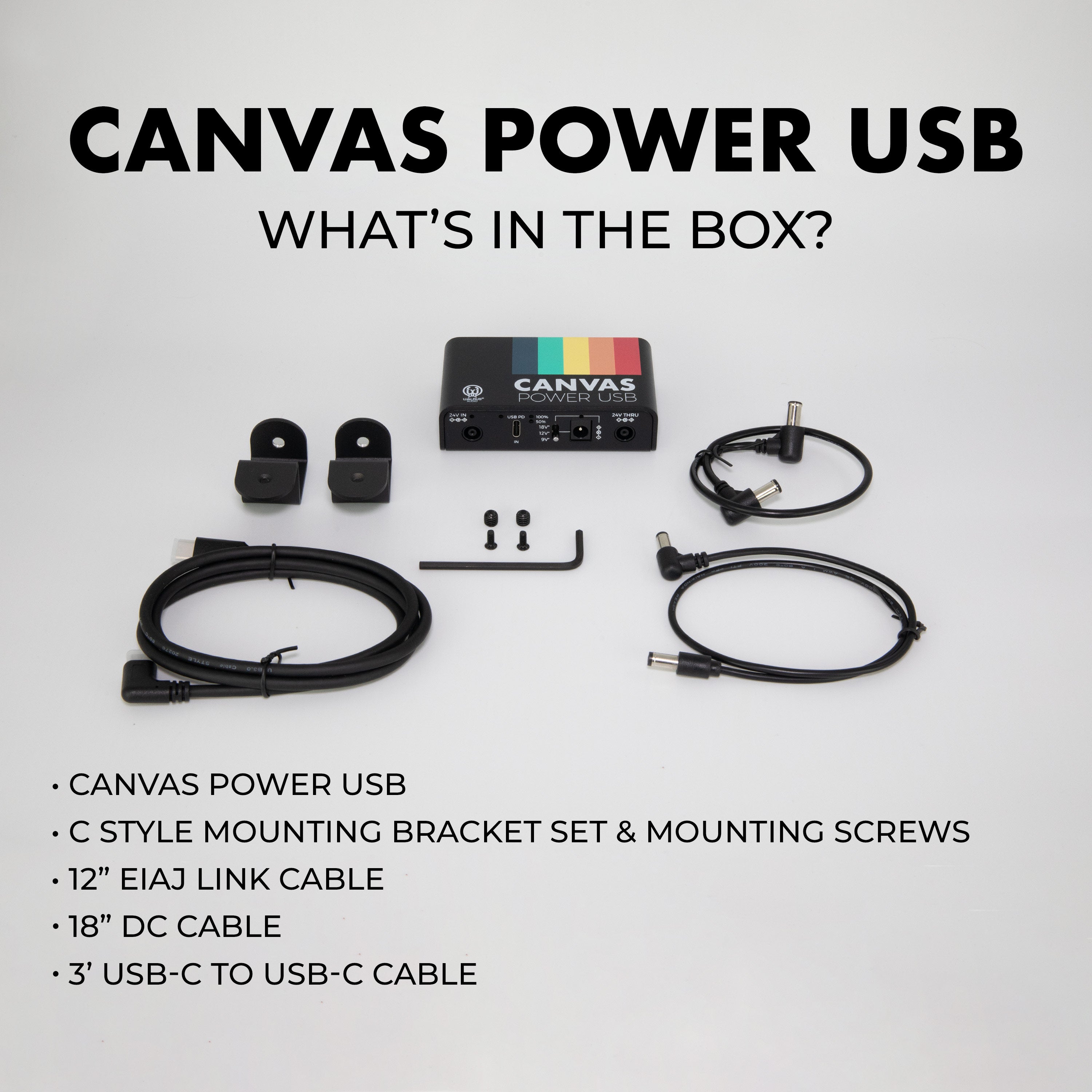 Walrus Audio Canvas Power USB power supply — packaging contents